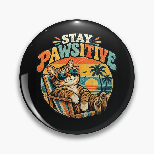 Item preview, Funny Retro Beach Cat Vintage Sunset Pawsitive Feline designed and sold by MagicSD Designs.