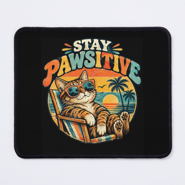 Item preview, Funny Retro Beach Cat Vintage Sunset Pawsitive Feline designed and sold by MagicSD Designs.