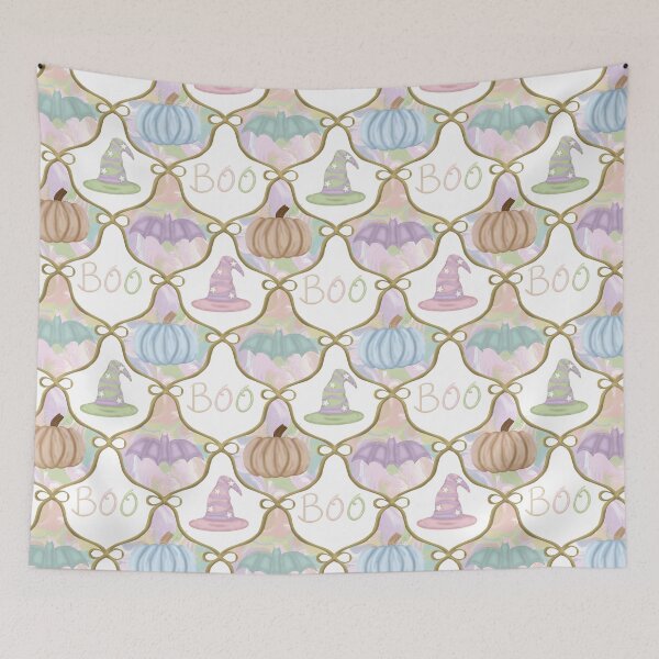 Item preview,  Pastel Halloween Collection with Gold Ribbon- Pumpkins, Witches Hats and Bats designed and sold by Purposely Designed.