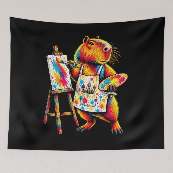 Item preview, Artist Capybara Colourful Painter Animal Design designed and sold by JesterKrewArt.