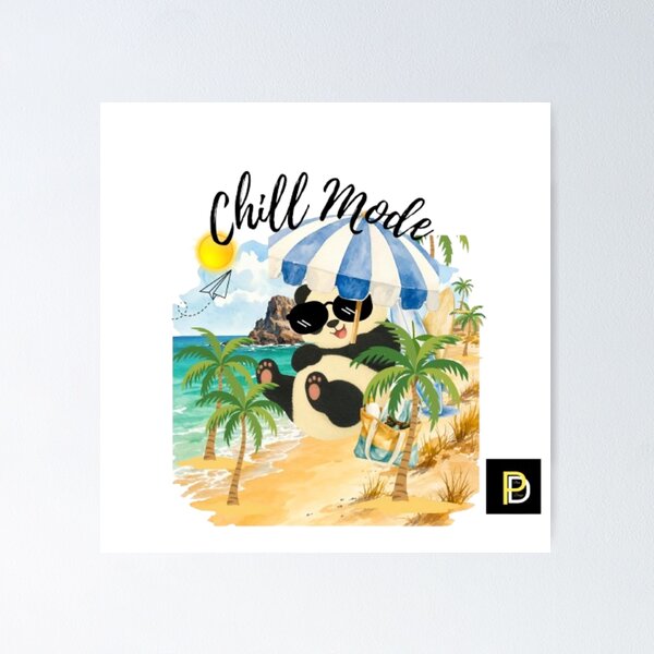 Item preview, Chill Mode Cute Panda Beach Vacation Summer Aesthetic designed and sold by SMinimalist613.