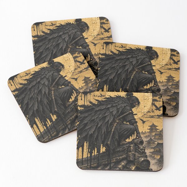 Item preview, Masked Rooftop Swordsman in a Black Feather Cloak designed and sold by MouradStudio.