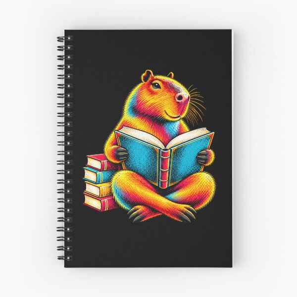 Item preview, Reading Capybara Colourful Book Lover Animal Design designed and sold by JesterKrewArt.