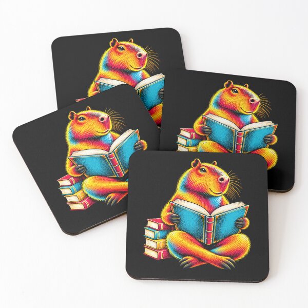 Item preview, Reading Capybara Colourful Book Lover Animal Design designed and sold by JesterKrewArt.
