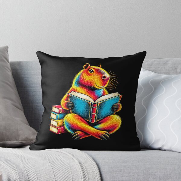 Item preview, Reading Capybara Colourful Book Lover Animal Design designed and sold by JesterKrewArt.