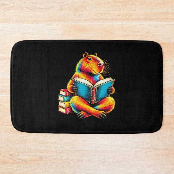 Item preview, Reading Capybara Colourful Book Lover Animal Design designed and sold by JesterKrewArt.