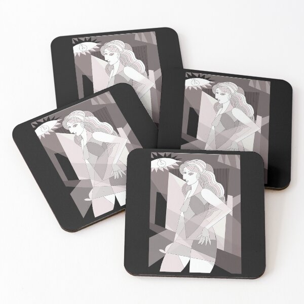 Item preview, Cubist Geometric Beautiful Woman Portrait designed and sold by MrsHallatHome.