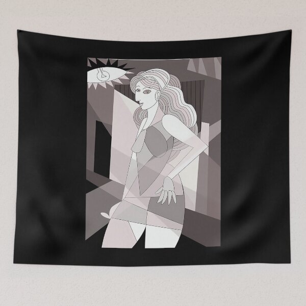 Item preview, Cubist Geometric Beautiful Woman Portrait designed and sold by MrsHallatHome.