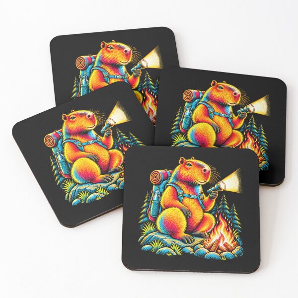 Item preview, Camping Capybara Colourful Outdoor Animal Design designed and sold by JesterKrewArt.
