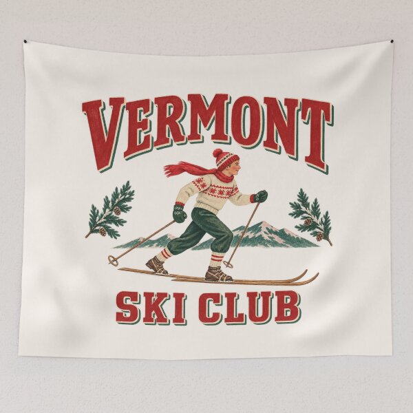 Item preview, Retro Vermont Skiing – Vintage Mountain Winter Skier designed and sold by SezzyDesigns.