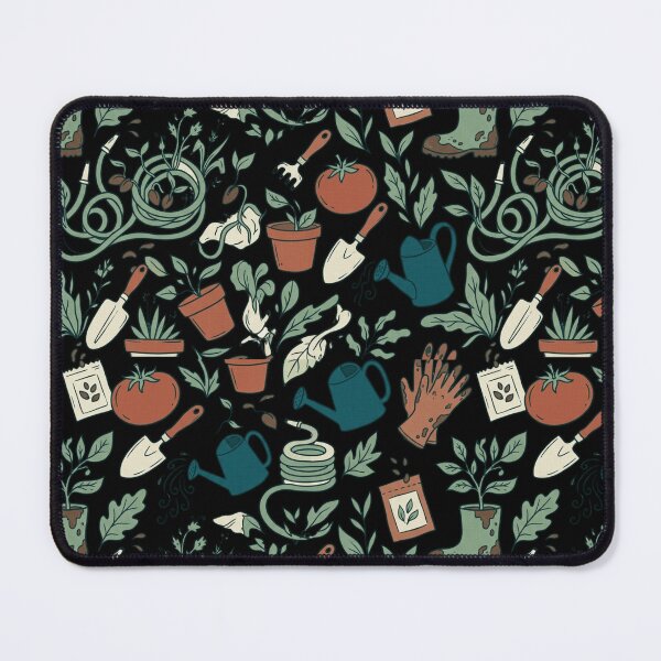Item preview, Dark Rustic Garden Tools Seamless Pattern Botanical Art designed and sold by mood-draftsman.