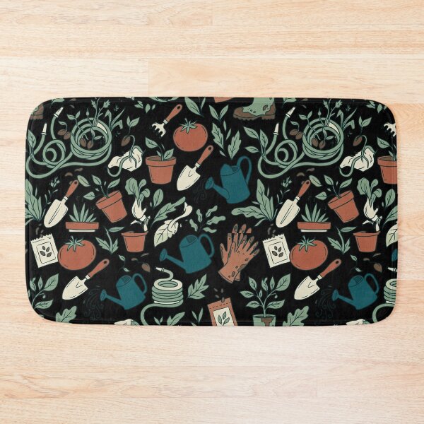 Item preview, Dark Rustic Garden Tools Seamless Pattern Botanical Art designed and sold by mood-draftsman.