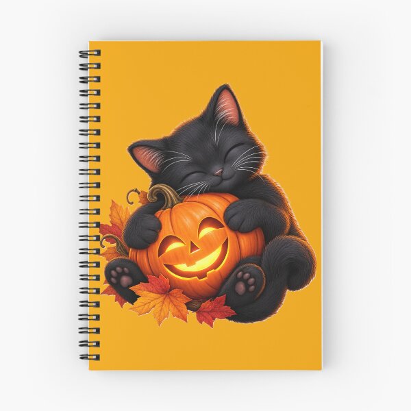 Item preview, Cute Black Cat Hugging Halloween Pumpkin designed and sold by MEGA BAZAAR.
