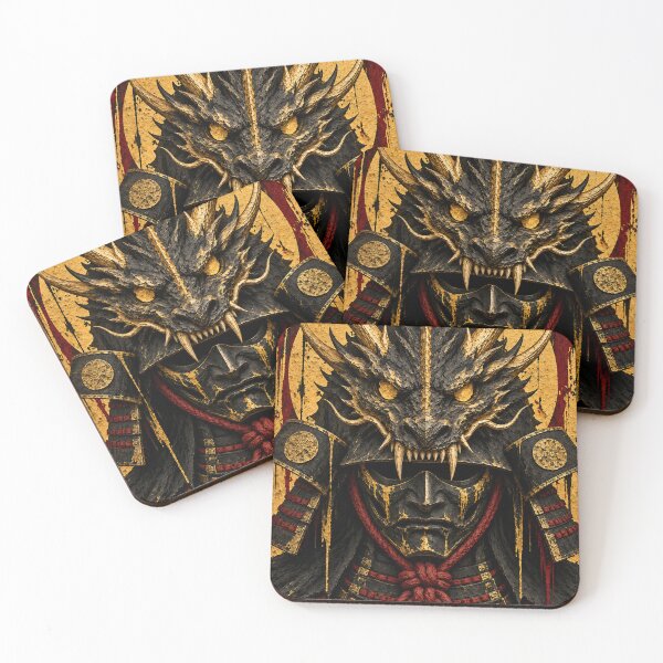 Item preview, Black and Gold Samurai with Horned Dragon Helmet designed and sold by MouradStudio.