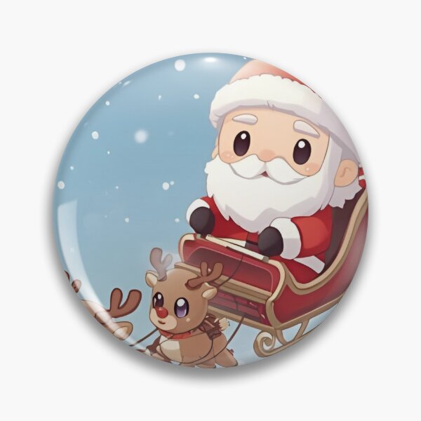 Item preview, Kawaii Santa and Reindeer Sleigh Ride Over Gingerbread Village designed and sold by VibranPalette.