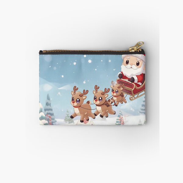 Item preview, Kawaii Santa and Reindeer Sleigh Ride Over Gingerbread Village designed and sold by VibranPalette.