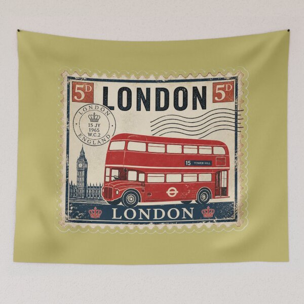 Item preview, Vintage London Red Bus Postage Stamp designed and sold by MargaretPolanco.