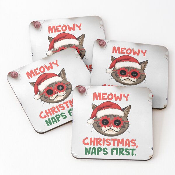 Item preview, Meowy Christmas Naps First: Funny Cat with Santa Hat and Cool Shades designed and sold by VibranPalette.