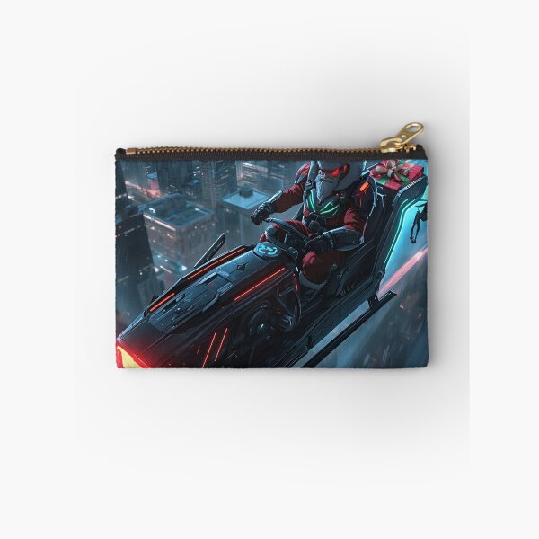 Item preview, Cyberpunk Santa on a Futuristic Sleigh Over Neo-City designed and sold by VibranPalette.
