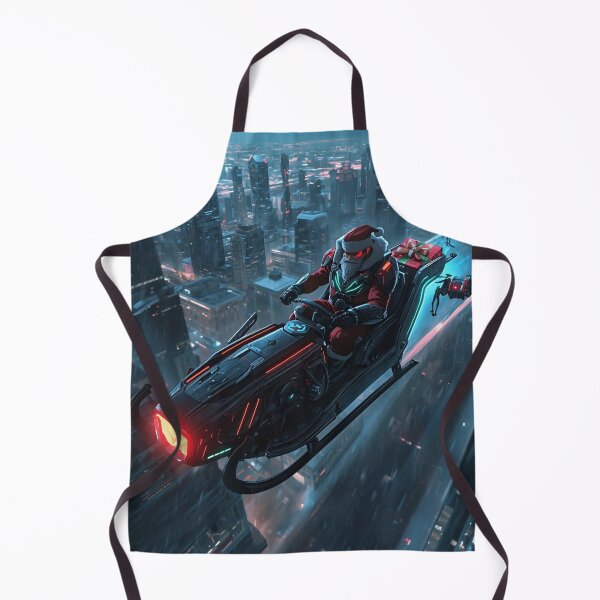 Item preview, Cyberpunk Santa on a Futuristic Sleigh Over Neo-City designed and sold by VibranPalette.