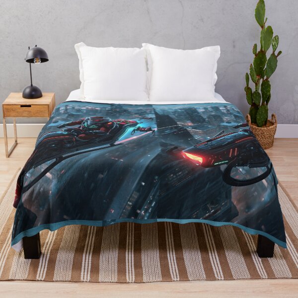 Item preview, Cyberpunk Santa on a Futuristic Sleigh Over Neo-City designed and sold by VibranPalette.