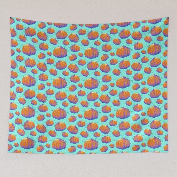 Item preview, Painted Pumpkin with Twisting Vines on a Seafoam Background Pattern designed and sold by ShayMaven.
