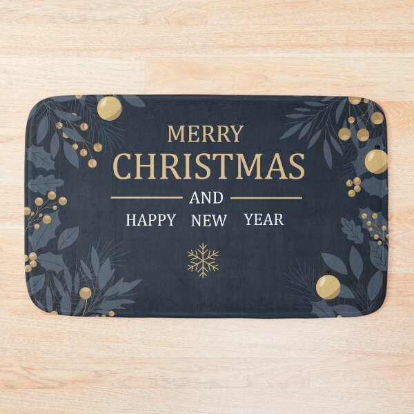 Item preview, Merry Christmas and Happy New Year Elegant Navy Gold Greeting Card with Floral Frame designed and sold by DoveArtDesigns.