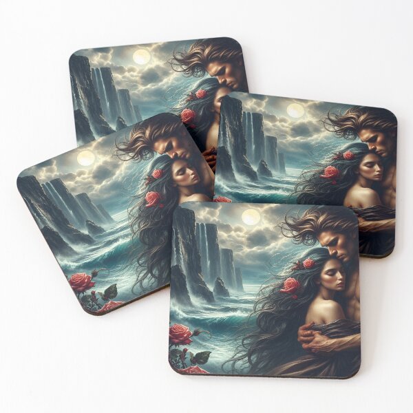 Item preview, Moonlit Ocean Lovers Romantic Fantasy Rose Art designed and sold by IRON SIREN.
