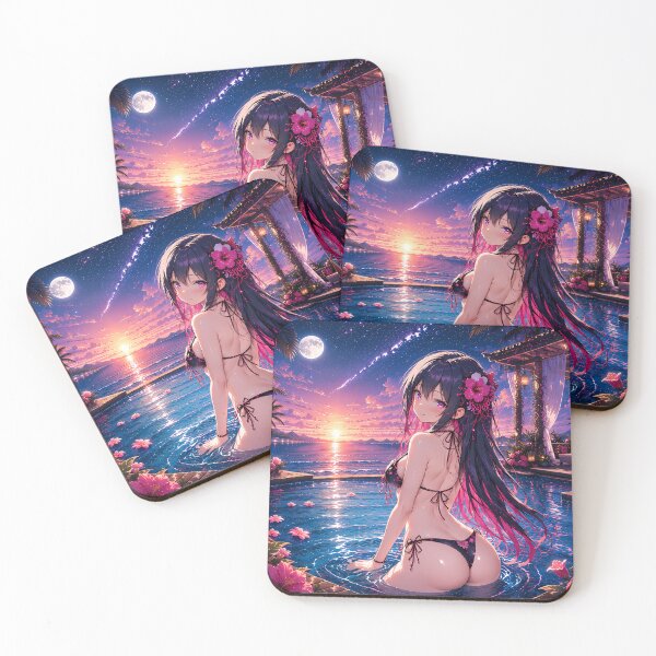 Item preview, Midnight Hibiscus – Tropical Poolside Anime designed and sold by Revyra Design .
