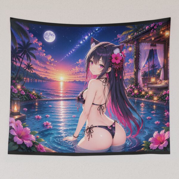 Item preview, Midnight Hibiscus – Tropical Poolside Anime designed and sold by Revyra Design .