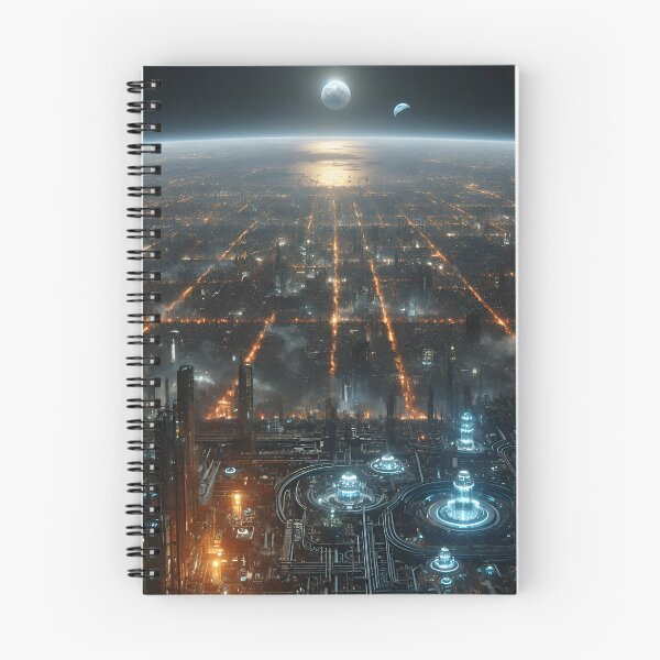 Item preview, Futuristic Cyberpunk City From Space Sci Fi Planetary Skyline designed and sold by IRON SIREN.