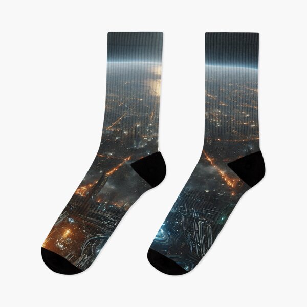 Item preview, Futuristic Cyberpunk City From Space Sci Fi Planetary Skyline designed and sold by IRON SIREN.