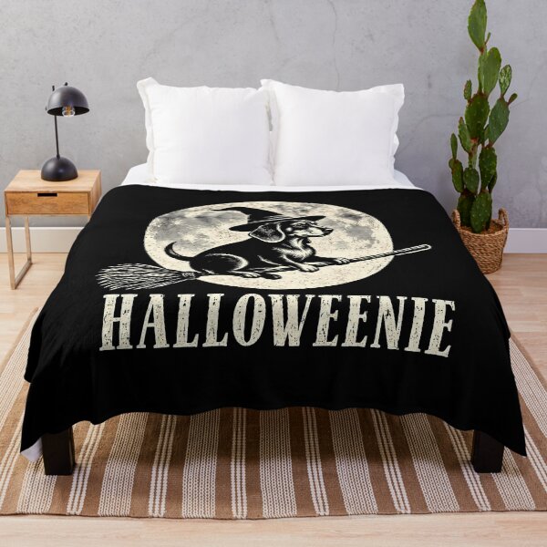 Item preview, Halloweenie Dog on Broomstick with Witch Hat Funny Halloween designed and sold by gunaone-design.