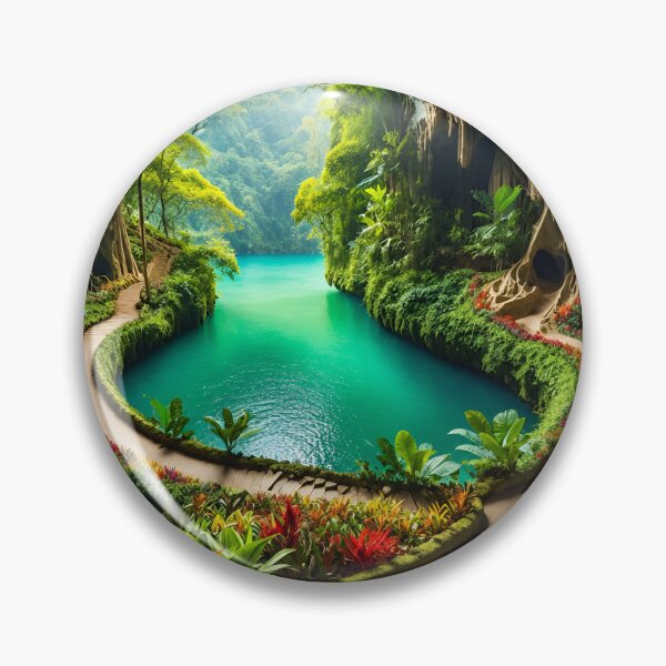 Item preview, Enchanted Tropical Lagoon Cave Fantasy Jungle Landscape designed and sold by IRON SIREN.