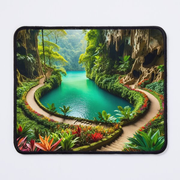 Item preview, Enchanted Tropical Lagoon Cave Fantasy Jungle Landscape designed and sold by IRON SIREN.