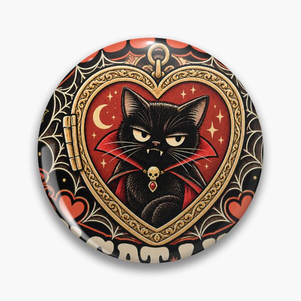 Item preview, Vampire Cat Locket - Retro Spooky designed and sold by Feral Feline.