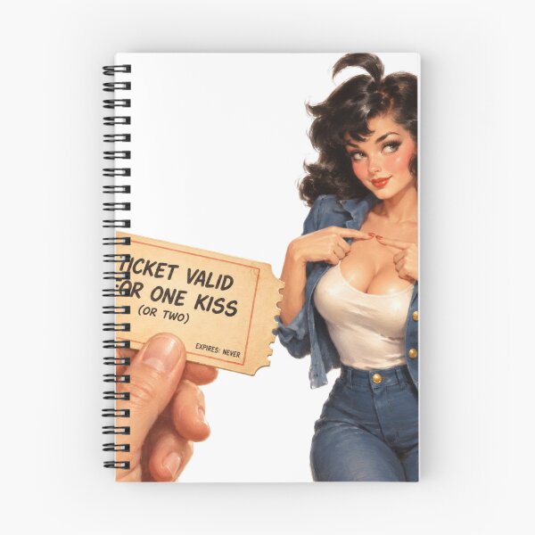 Item preview, Ticket Valid For One Kiss Vintage Rockabilly Pin Up Retro Art designed and sold by Cosplayvintage.