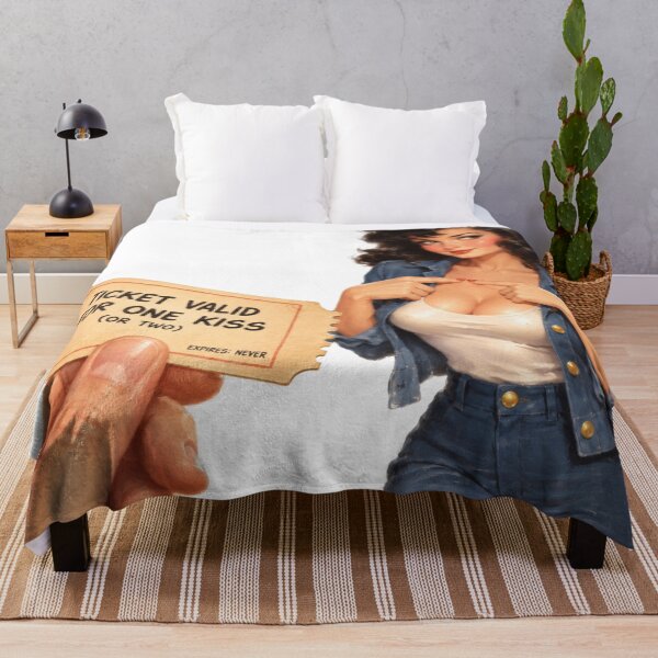 Item preview, Ticket Valid For One Kiss Vintage Rockabilly Pin Up Retro Art designed and sold by Cosplayvintage.