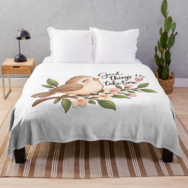 Item preview, Cute Bird Botanical Branch Sticker | Good Things Take Time | Cottagecore Nature designed and sold by StickyDelights.