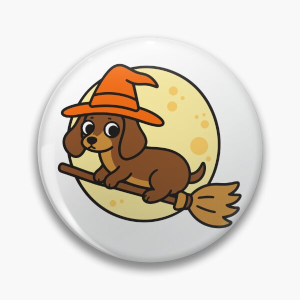 Item preview, Cute Halloween Weenie Dog on Broomstick with Witch Hat designed and sold by gunaone-design.