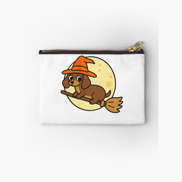 Item preview, Cute Halloween Weenie Dog on Broomstick with Witch Hat designed and sold by gunaone-design.