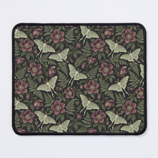Item preview, Luna Moths and Plum Hellebores Botanical Pattern designed and sold by DigiDezines.