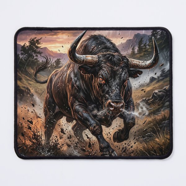 Item preview, Charging Bull - Epic Wildlife Art designed and sold by Lucid Dream Pixel.