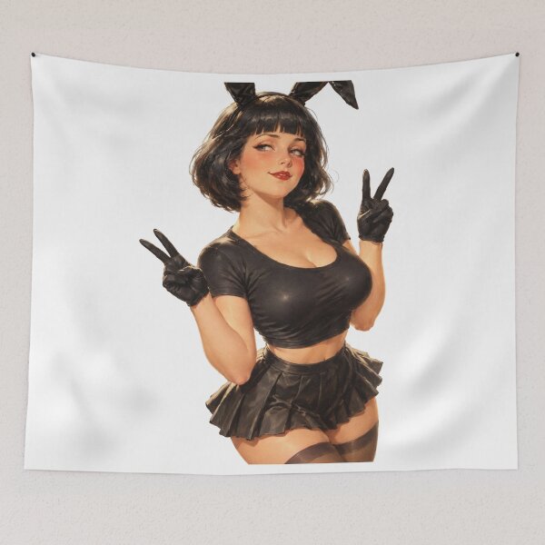 Item preview, Bunny Girl Vintage 1940s Retro Anime Pin Up Art designed and sold by Cosplayvintage.