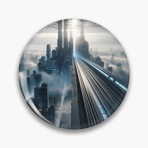 Item preview, Futuristic City Maglev Train Sci Fi Skyline Above the Clouds designed and sold by IRON SIREN.