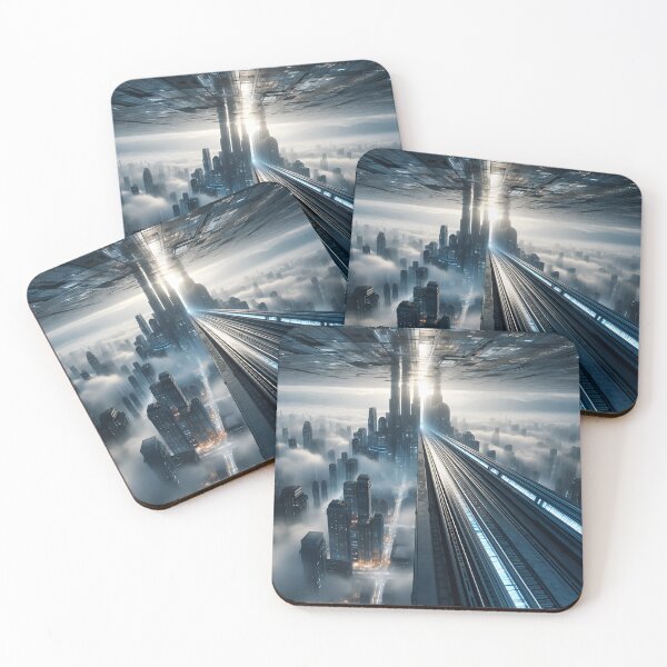 Item preview, Futuristic City Maglev Train Sci Fi Skyline Above the Clouds designed and sold by IRON SIREN.