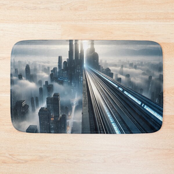 Item preview, Futuristic City Maglev Train Sci Fi Skyline Above the Clouds designed and sold by IRON SIREN.