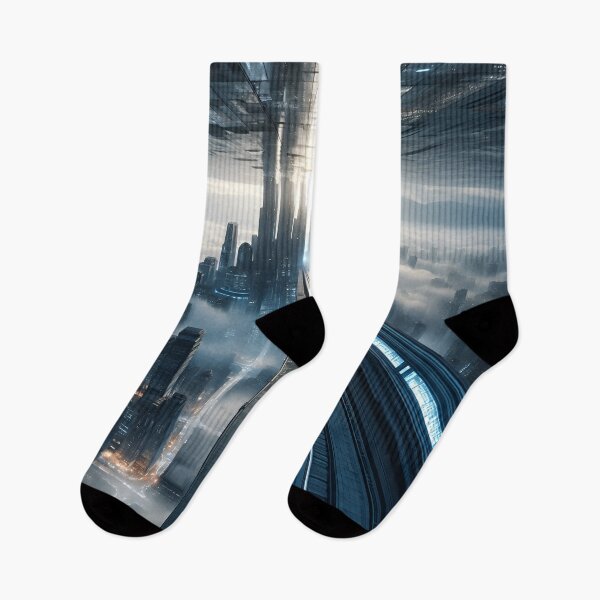 Item preview, Futuristic City Maglev Train Sci Fi Skyline Above the Clouds designed and sold by IRON SIREN.