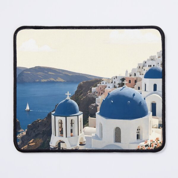 Item preview, Santorini Greece Minimalist Travel Poster Blue Dome designed and sold by JIGUWORLD.