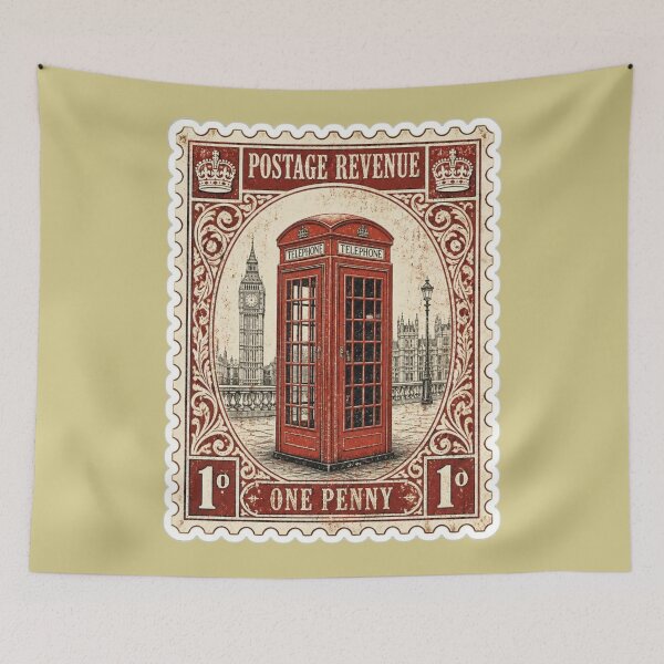 Item preview, Vintage London Telephone Booth Postage Stamp designed and sold by MargaretPolanco.